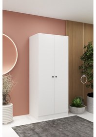 Resim 2 Kapaklı 2 Askılı Mega Elbise Dolabı Beyaz İmb062 Beyaz 