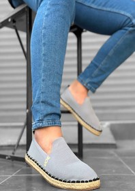 Resim Mida Shoes Rahat Düz Taban Espadril Örme Triko Gri Günlük Erkek Ayakkabı 