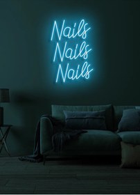 Resim BİZ BU İŞİN KEYİF KISMINDAYIZ Nails Nails Nails Yazılı Neon Tabela 