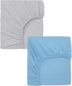 Resim 2 Adet 50x90 Cm Anne Yanı Lastikli Penye Kumaş Bebek Çarşafı-mavi-gri 