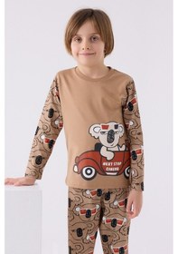 Resim Rolypoly Erkek Çocuk Kahverengi Pijama Takımı 5274-45638 Kahverengi 