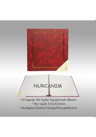 Resim 20 Yaprak 40 Sayfa 315x325mm Ciltbezli Yapıştırmalı Fotoğraf Albümü Bordo 