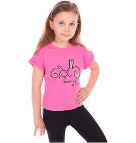 Resim Toontoy Kids Toontoy Kız Bebek Tavşan Baskılı Nakışlı Tişört Fuşya 