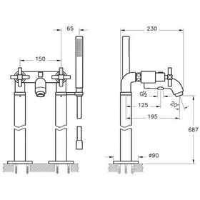 Resim Artema A4239823 Juno Yerden El Duşlu Altın Küvet Bataryası Altın 