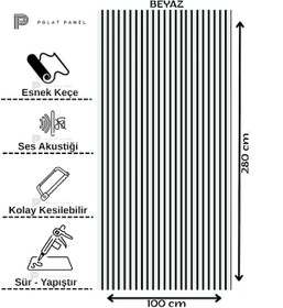 Resim Esnek Keçeli Slim Duvar Paneli 100cm Beyaz 