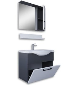 Resim Teta Home Eko 65 Cm Mdf Banyo Dolabı Seti Antrasit - Beyaz 