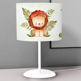 Resim instababyrooms Sevimli Aslan Desenli Çocuk Odası Dijital Baskılı Çocuk Odası Masaüstü Abajur Avize 