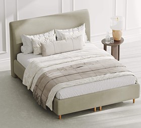 Resim Klem Slim Çift Kişilik Bazalı Karyola 160x200 - Performans Keten - Duman Gri / Açık 