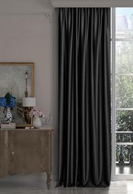 Resim DE'VOR PERDE Yüksek Kaliteli%100 Işık Geçirmez Blackout Fon Perde, Termal Karartma Güneşlik Perde,Siyah 350 X 260 
