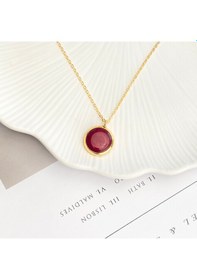 Resim Doğaltaş Kolye Kırmızı Akik Kolye Kaplama Çerçeveli Gold 45cm Gold 
