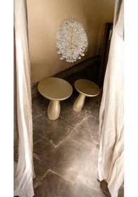 Resim Wooden Coffee Table Ahşap Mantar Sehpa Takımı 2 Li Set Altın Varak Renk Yan Sehpa Altın 