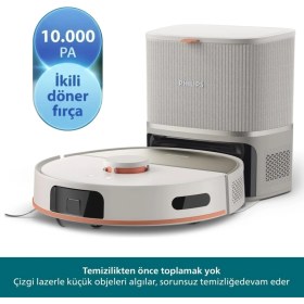 Resim Philips 5000 Serisi Islak Kuru Robot Süpürge 10.000 Pa Emiş Gücü Çift Döner Paspas Çizgi Lazer Navigasyon Homerun Otomatik Boşaltma Istasyonu Beyaz XU5100/20 