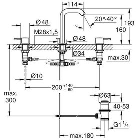 Resim Grohe Essence Üç Delikli Lavabo Bataryası M-Boyut 20296001 