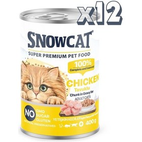 Resim Snow Cat Premium Parça Etli Tavuklu Kedi Konservesi 12 x 400 G 