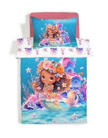 Resim Evmila Deniz Kızı Desenli Nevresim Takımı - 160x220cm Nevresim +50x70cm Yastık Kılıfı+100x200cm Çarşaf 