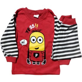 Resim Süpermini Yess Minion Baskılı Bebek Pijama Takımı 