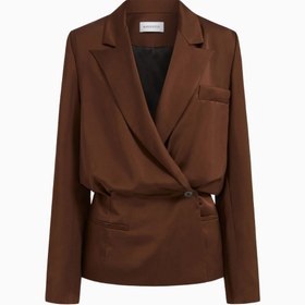 Resim Ardo Jacket Saten Kadın Blazer Ceket - Kahverengi / L 
