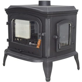 Resim Flamestove Altara Lux Üç Cam Çift Kapaklı Döküm Şömine Soba 