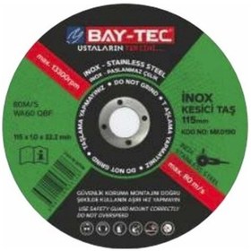 Resim Bay-tec İnox Metal Kesici Taş 10adet - 115x1.0x22.2 Mm - Disk 