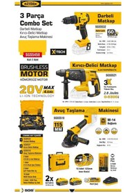 Resim Sgs 5450 Kömürsüz Akülü Taşlama + Matkap + Kırıcı Delici 3'lü Kombo Set Çantalı 