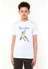 Resim Rick And Morty Eyes Baskılı Unisex Çocuk Beyaz T-Shirt 