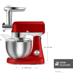 Resim Karaca Multicast Plus Döküm Hamur Yoğurma Makinesi Red 5l 