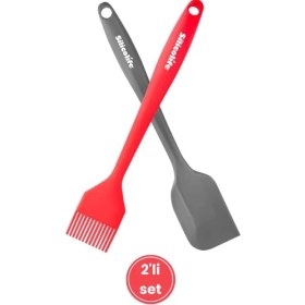 Resim Spatula ve Fırça Seti, Isıya Dayanıklı Yanmaz Yapışmaz Silikon Spatula ve Yumurta Fırçası Set Renkli 