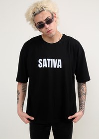 Resim Alienation Sativa Oversize Reflektörlü Siyah T-shirt 