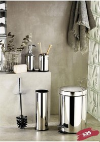 Resim 4 Lü Set Pedallı Çöp Kovası Wc Klozet Fırça Sabunluk Diş Fırçalık Seti Siyah 