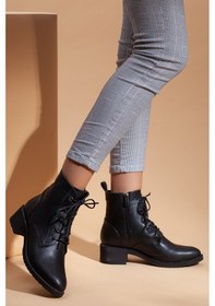 Resim D502 Günlük Topuklu Kadın Bot Siyah 