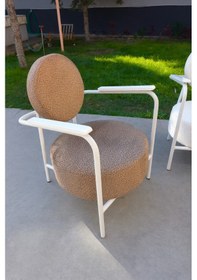 Resim Azra Mobilya Venüs Koltuk Takımı Beyaz İskelet Modern Koltuk Seti Ofis Ve Ev Kullanımı Soft Kumaş Açık Kahverengi 