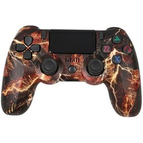 Resim Sones Ps4 İçin Işık Şeritli Çift Titreşimli Oyun Kumandası Ateş Hayaleti Kablosuz Bluetooth Oyun Kumandası 