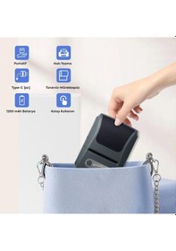 Resim Beyaz Kablosuz Portatif Etiket Yazıcısı 