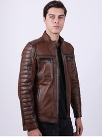 Resim New Zaya Leather Erkek Açık Kahverengi Hakiki Deri Ceket (466903165) Karamel 