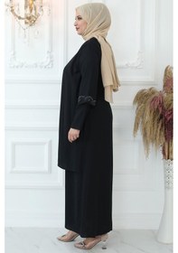 Resim Amine Hüma Kristal Taşlı Abiye Siyah Siyah 