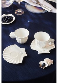 Resim Karaca İstiridye Lüsterli 2 Kişilik Çay Fincan Takımı 200 Ml beyaz 