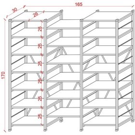 Resim 6 Raflı Metal Kitaplık Üç Modül-metalk03-beyaz 