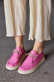 Resim NILUFARR Lovely Pembe Hakiki Deri Kadın Sneaker 