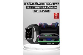 Resim Pileli Store Ucuz ve Kaliteli Kulaklıklı Saat Seti Bluetooth Bağlantılı Akıllı Saat ve Kulaklık 