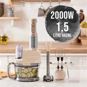 Resim 2000W Kulplu Mutfak Robotu, Dilimleme ve Et Doğrama, 1,5lt Hazneli 