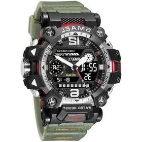 Resim Bosphorusboutique02 Smael 8072 Alaşım Çok Fonksiyonlu Elektronik Saat Erkek, Çift Ekran Su Geçirmez, Ordu Yeşili Çok Renkli 