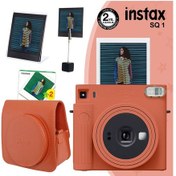 Resim Instax SQ1 Terracotta Fotoğraf Makinesi + 20li Kare Film + Deri Kılıf + Pleksi Çerçeve + Kıskaçlı Stand 