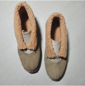 Resim KAPAR Hakiki Deri Kürklü Panduf Evde İç ve Dış Mekanlarda Kullanılacak Kışlık Bot 