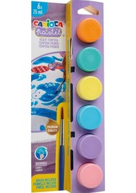 Resim Carioca Tempera Suluboya Süper Yıkanabilir Fırçalı 25 Ml 6 Renk Pastel 