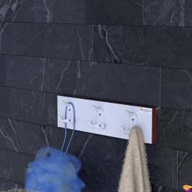Resim Modilayn Arı 9 Kancalı Banyo Askısı 3' Lü Set 36,4x9,6cm Şık Tasarım Ekstra Düzen ve Yer Tasarrufu 