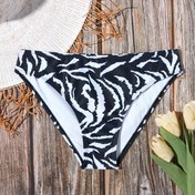Resim Poolside Glam) Şık Kadın Zebra Desenli Bikini Altı - Seksi Yüksek Bel Yüzme Kıyafeti, Karın Kontrollü, Esnek Polyester/Spandex Karışımı, Makinede Yıkanabilir 