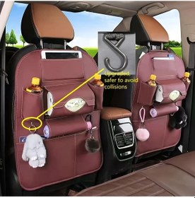 Resim Chuangyinshop Premium Crimson Standart Araç Koltuğu Düzenleyici - Katlanır Tepsi Çok Cepli Depolama Universal 