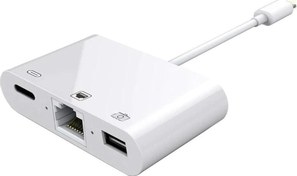 Resim 3in1 Lightning to RJ45 + UsbA + Lightning Şarj Girişli Dönüştürücü Adaptör Winex