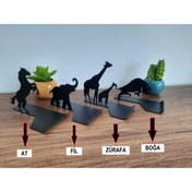 Resim Gowpenart Masa Üstü Metal Ergonomik Siyah Telefon / Tablet Tutucu Stand Hayvan Figürlü 2'li Set 