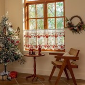 Resim Antika İşlemeli Noel Şeffaf Perde ile Çubuk Cebi - Yarı Şeffaf Polyester Perdeler, Salon, Yatak Odası, Mutfak için - Tüm Mevsim Dekoratif Paneller, Makine Yıkamalı, Dokuma, Sanatsal Tema, Kolay Asma 
